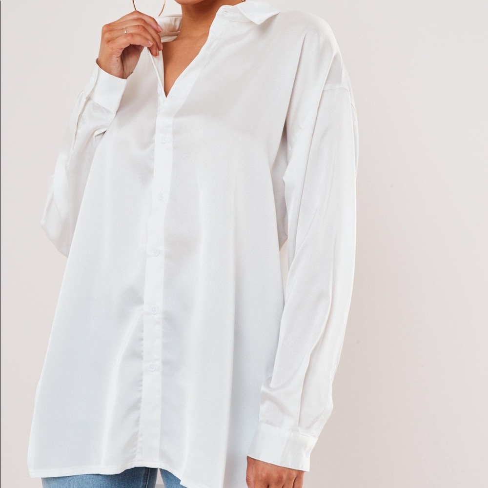 Satin long sleeve button up